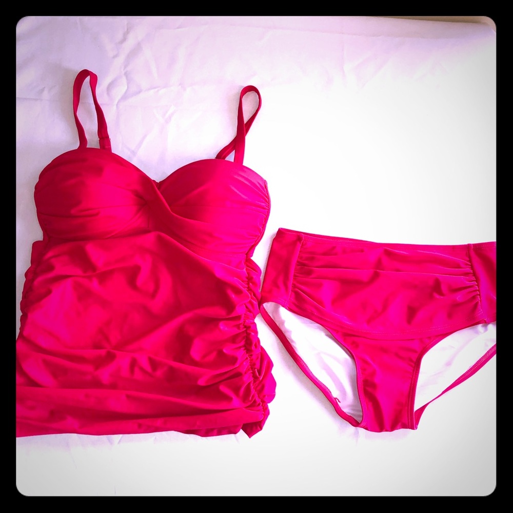 NWT H2oh Colours Red Tankini Swimsuit-Size L